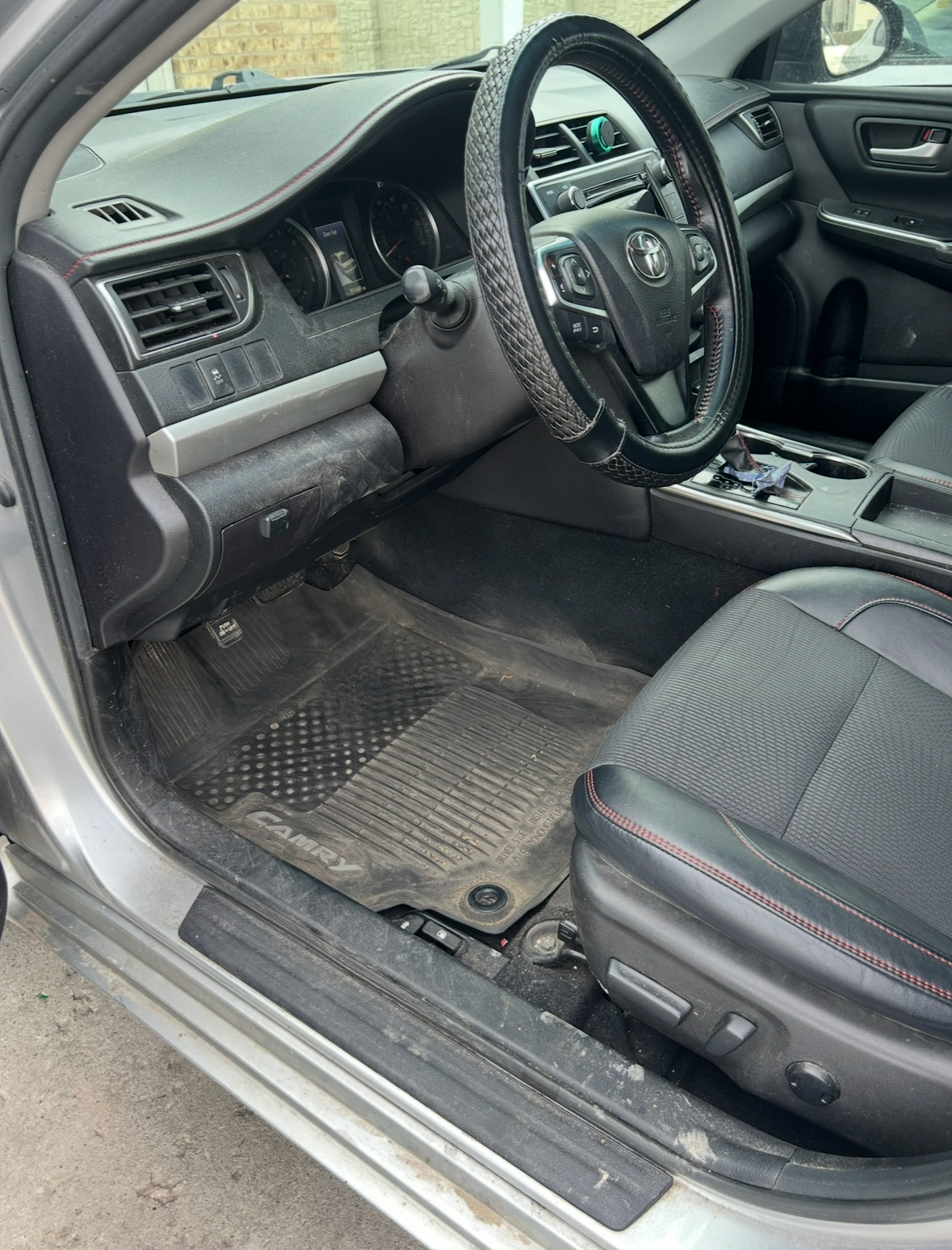 Dirty Toyota Camry interior with stains before detailing in Ogden Utah